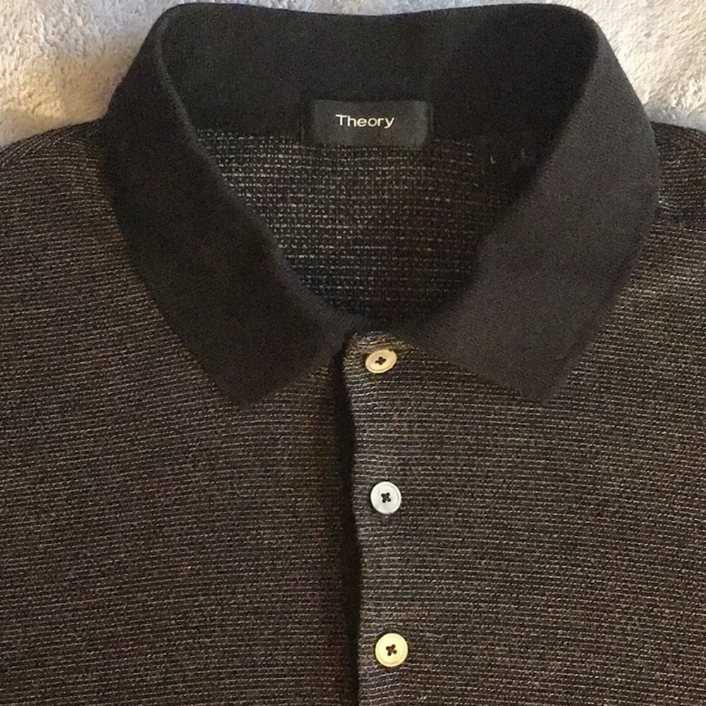 Theory Polo, Black Micro Grid, size L